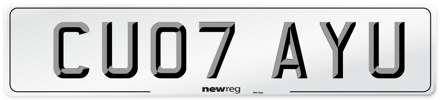 CU07 AYU Number Plate from New Reg